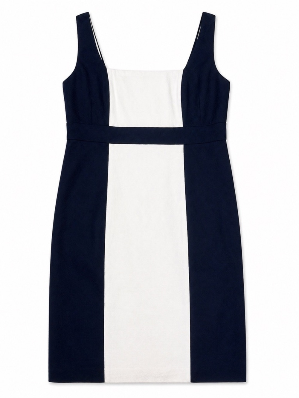 Ralph Lauren Navy and White Panel Midi Sheath Dress